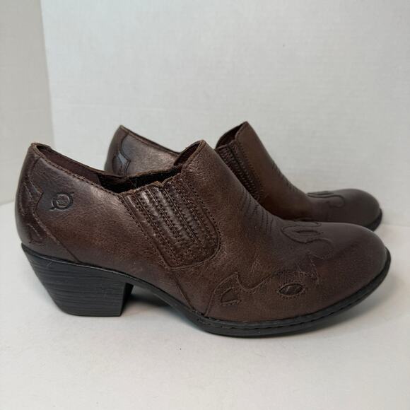 Born Amibeth Western Ankle Booties Brown Leather Women's Size 8.5 - Picture 1 of 9